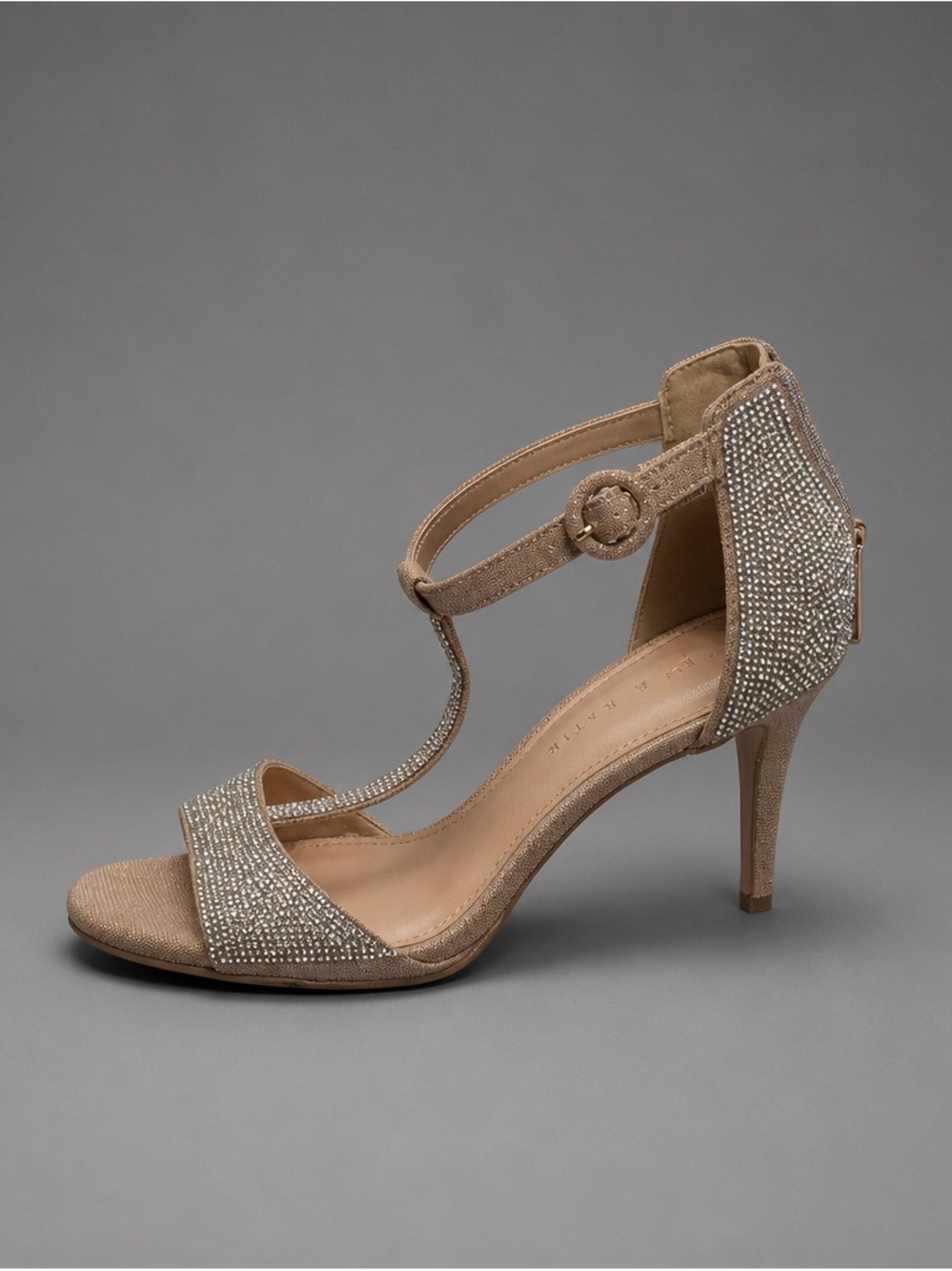 Kelly & Katie Taupe Rhinestone T-Strap Sandals